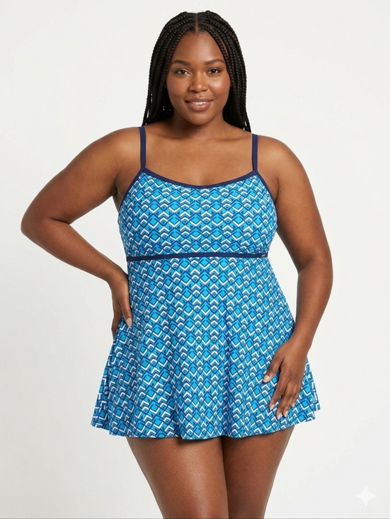 Jones New York Other - NWT Jones New York Blue Geometric One-Piece Swimsuit Sizes 20W, 22W